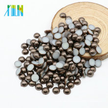 High Quality Half Round Loose Flat Back Resin Pearl for Jewelry Making, Z36-Dark Coffee